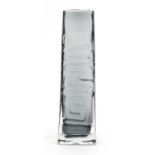 Whitefriars totem pole glass vase in pewter or willow designed by Geoffrey Baxter, 27cm high : For