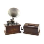 The Columbia oak cased Graphophone with aluminium horn, winners of the Gold medal prize 1900, 1905