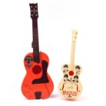 Two vintage Beatles guitars by Selcol comprising New Sound guitar and Big Six, the largest 79cm in