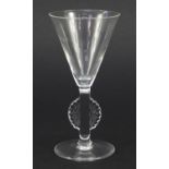 René Lalique Mulhouse wine glass, etched R lalique to the base, 13cm high : For Condition Reports