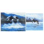 Two pencil signed lithographs of dolphins by Andrew Kiss and Mike Muffins, each with certificate