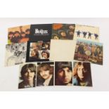 The Beatles vinyl LP's including White album with four photographs numbered 0509649, Rubber Soul,