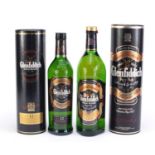 Two bottles of Glenfiddich Special Reserve whiskey with boxes including a 1L Clan Sutherland