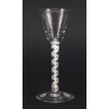 18th century Lynn wine glass with opaque twist stem, 15.5cm high : For Condition Reports Please