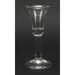 18th century wine glass with bell shaped bowl and folded foot, 15.2cm high : For Condition Reports