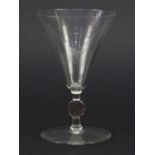 René Lalique monogrammed wine glass, etched R Lalique to the base, 13cm high : For Condition Reports