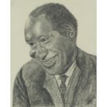 Portrait of Paul Robeson, pencil on paper, mounted, framed and glazed, 13.5cm x 11cm : For Condition