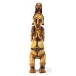 Antique African carved ivory fertility figure, possibly Luba tribe, Congo, 20.5cm high : For