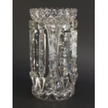 Victorian cut glass lustre with drops, 30.5cm high : For Condition Reports Please Visit Our Website,