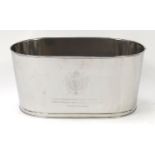 Large stainless steel Bollinger design champagne ice bucket, 30.5cm high x 66.5cm wide : For Further