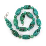 Turquoise matrix bead necklace, 64cm in length, 265.5g : For Further Condition Reports Please