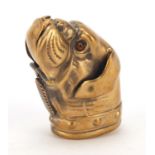 Novelty brass vesta in the form of a dog's head, 4.5cm in length : For Further Condition Reports