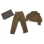 British World War II Battledress khaki uniform with Norway patch, size number 3, James A Stewart