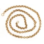 9ct gold belcher link necklace, 70cm in length, 29.7g : For Further Condition Reports Please Visit