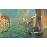 Manner of Luigi Lanza - Venetian Scene, Italian school oil on board, mounted and framed, 73cm x 45cm