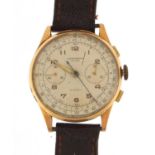 Gentlemen's 18ct gold chronograph wristwatch numbered 1750 1792 274, 37mm in diameter : For