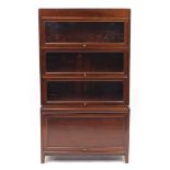 Mahogany Globe Wernicke style four tier bookcase, 151cm H x 87cm W x 31cm D : For Further