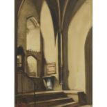 Gordon M Forsythe 1927 - The well, York Cathedral, signed watercolour, inscribed Royal Institute