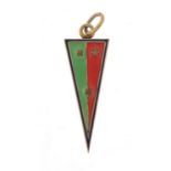 Russian silver gilt and enamel flag pendant, 4.8cm high, 7.0g : For Further Condition Reports Please