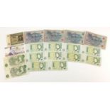 World bank notes including consecutive Elizabeth II one pounds : For Further Condition Reports