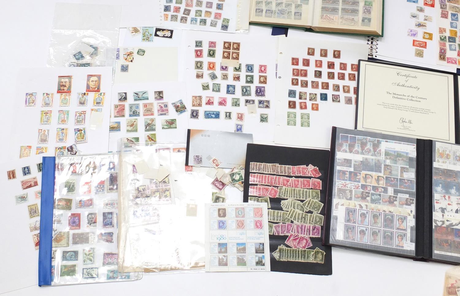 Collection of British and world stamps arranged in albums including Penny Reds, some mint unused and - Image 5 of 7