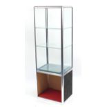 Glazed shop display cabinet fitted with two adjustable shelves, 183cm H x 61cm W x 45cm D : For
