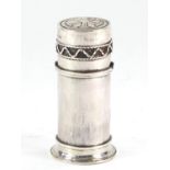 Gothic Revival silver communion cylindrical oil stock, by Greenwood & Watts, London 1865, 8.5cm