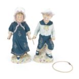 Pair of hand painted bisque figures including a sailor, the largest 33cm high : For Further