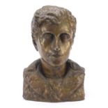 Patinated bronze bust of a female by Hermann Haller, 36cm high : For Further Condition Reports
