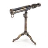 Military interest miniature telescope on stand, the telescope 23cm in length when closed : For