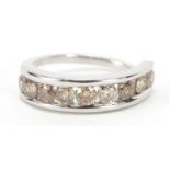 9ct white gold diamond half eternity ring, size K, 2.6g : For Further Condition Reports Please Visit