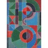 Manner of Sonia Delaunay - Abstract composition, geometric shapes, oil on board, mounted and framed,