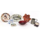 Collectable china and glassware including Royal Crown Derby, Limoges, Portmeirion, carnival glass