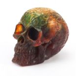 Large faux amber skull, 16.5cm in length : For Further Condition Reports Please Visit Our Website,