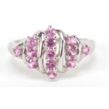 9ct white gold pink sapphire ring, size Q, 3.3g : For Further Condition Reports Please Visit Our