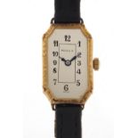 Ladies Art Deco 9ct gold Rolex wristwatch, 25mm x 15mm : For Further Condition Reports Please
