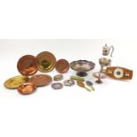 Sundry items including silver plated pedestal centre bowl and wall barometer : For Further Condition