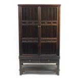 Chinese hardwood simulated bamboo cupboard with two drawers, 178cm H x 100cm W x 48cm D : For
