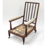 19th century rosewood effect bobbin turned open armchair, 99cm H x 60.5cm W x 79cm D : For Further