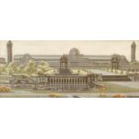 Victorian stevengraph of The Crystal Palace Exhibition, mounted, framed and glazed, 13.5cm x 5.5cm :