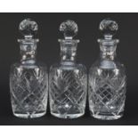 Set of three cut glass decanters, each 26.5cm high : For Further Condition Reports Please Visit