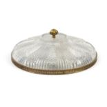 Circular cut glass and brass light pennant, 40.5cm in diameter : For Further Condition Reports