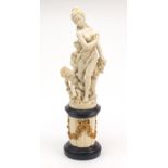 Large classical white marble style figure group of a nude female and child, 54cm high : For