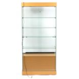 Beech illuminated display cabinet, 191cm high x 90cm x 46cm D : For Further Condition Reports Please