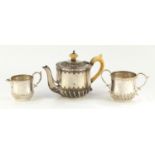 Victorian silver tea for one tea service by Mappin & Webb, the teapot with ivory handle and knopp,