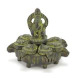 Indian bronzed sectional spice box, 6.5cm high : For Further Condition Reports Please Visit Our