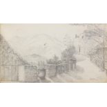 Late 19th century sketch album and diary including landscapes, harbours and figural studies, each