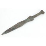 Islamic patinated bronze short sword, 37cm in length : For Further Condition Reports Please Visit