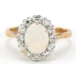 18ct gold opal and diamond ring, size O, 4.5g : For Further Condition Reports Please Visit Our
