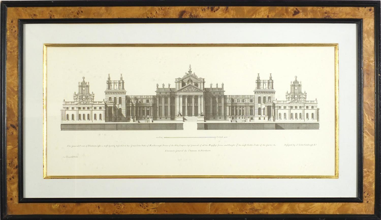 Blenheim Castle, pair of classical prints, each with Trowbridge labels verso, mounted, framed and - Image 3 of 13